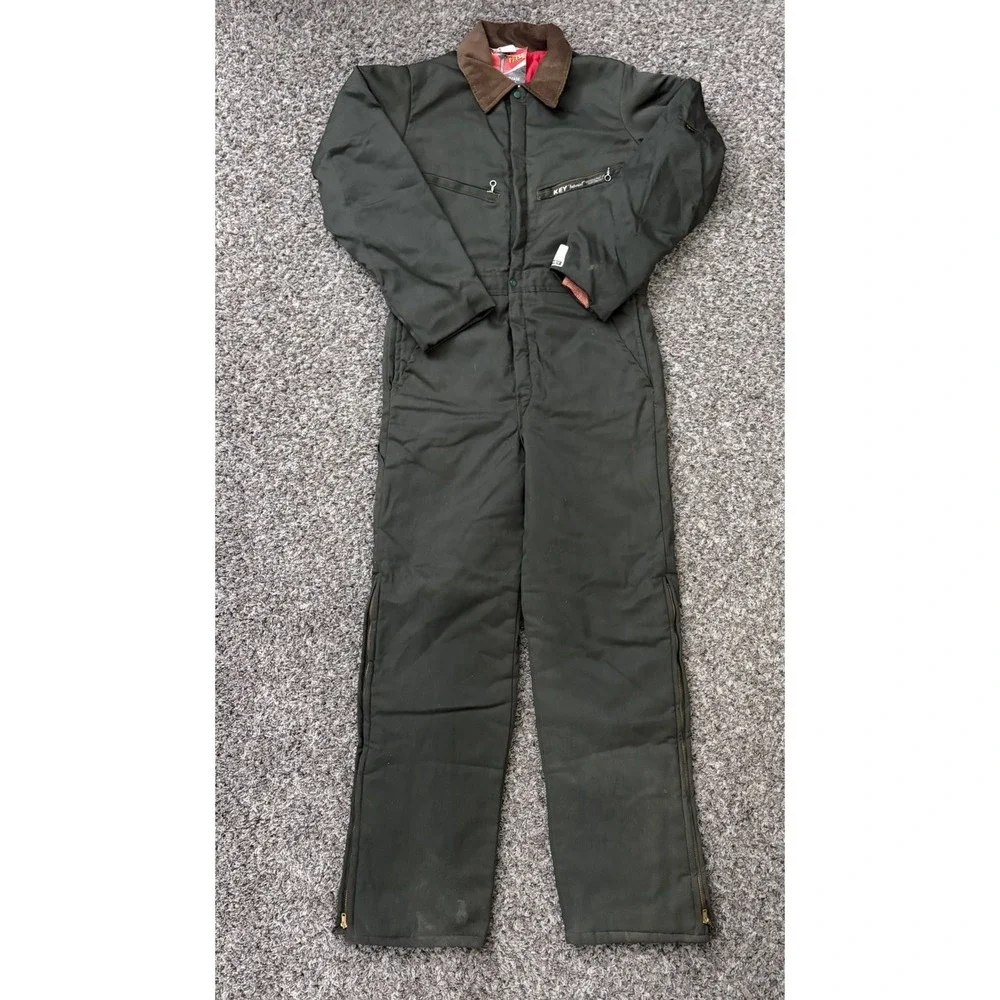 Vintage Key Imperial Coveralls Small Green Mechanic Jumpsuit USA Made 70s NEW
